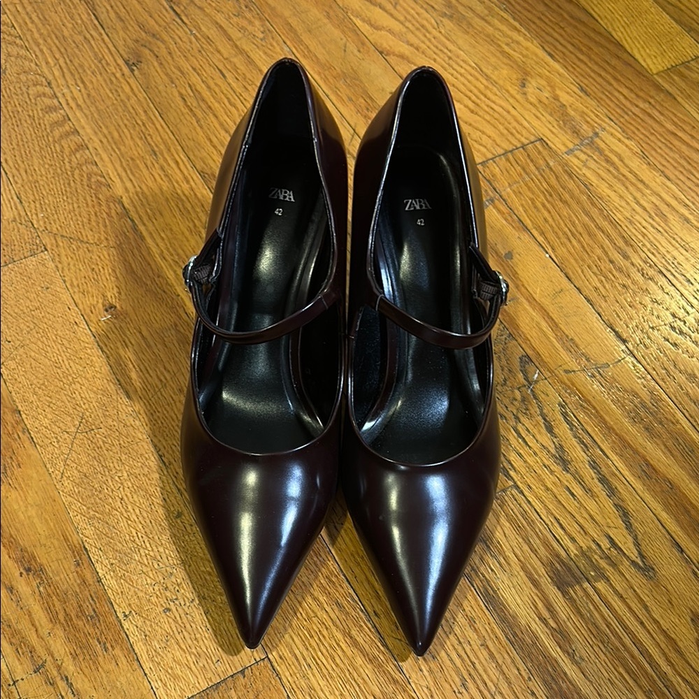 Zara Brown Heels Elegant Pointed-Toe Pumps